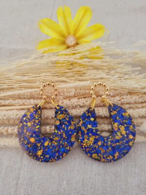 Boucle femme tendance bleu jaune