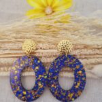 Boucles fantaisies paillettes bleues et jaunes