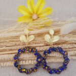 Boucles résine bleu jaune