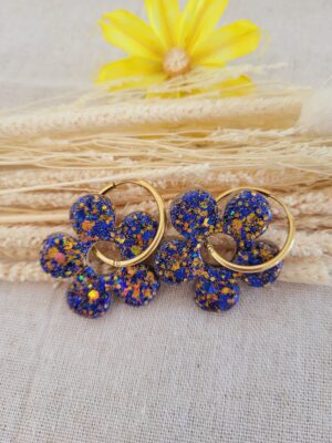Boucles femmes tendance bleeu et jaune