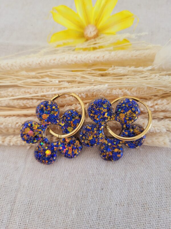 Boucles femmes tendance bleeu et jaune